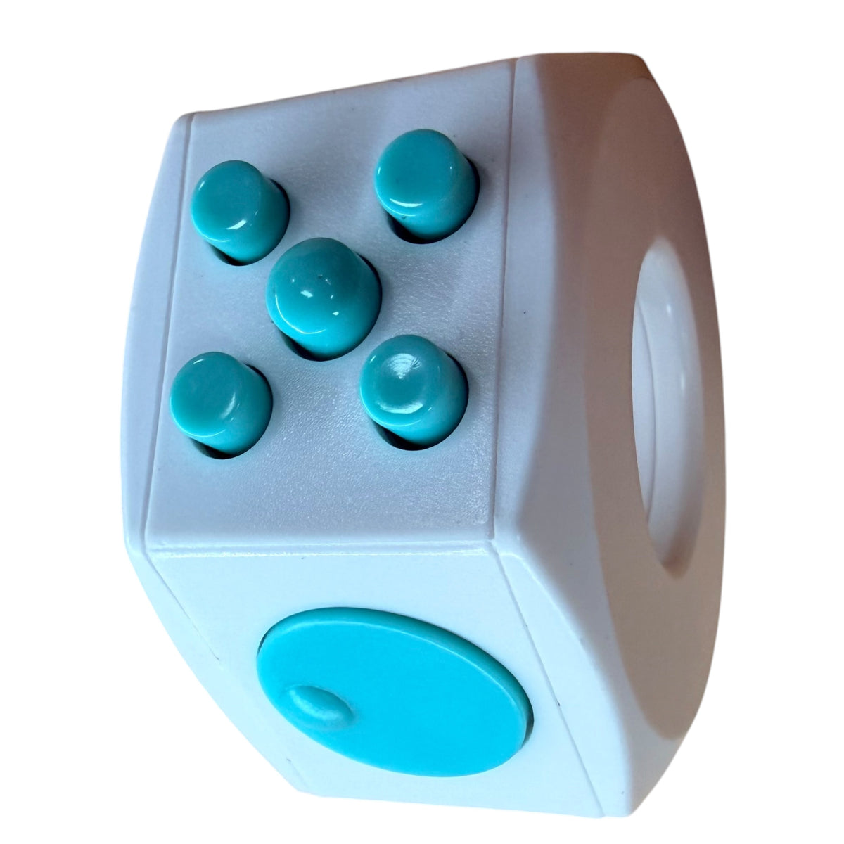 Teal and White Plastic Fidget Cube Ring