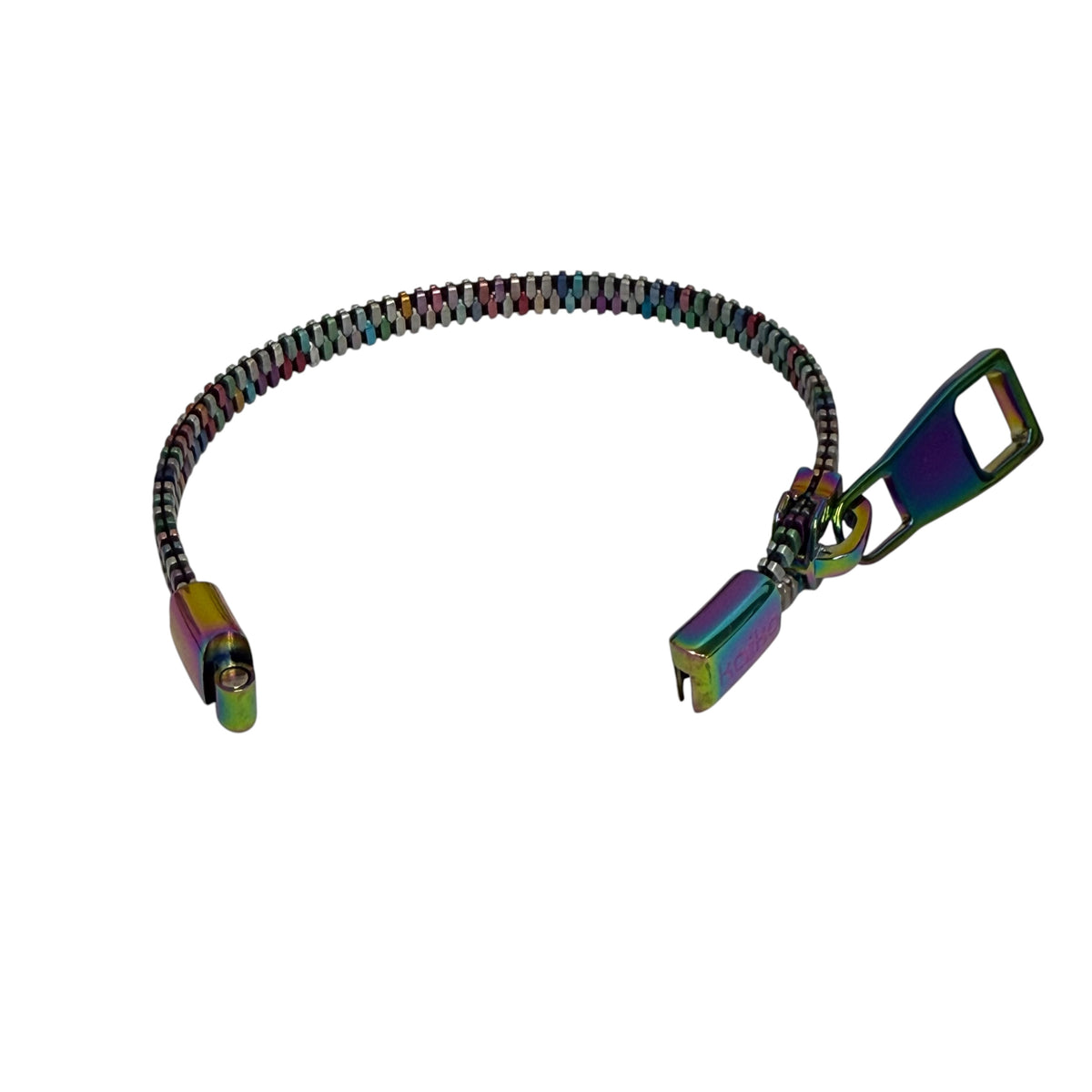Unisex Oil Slick Metal Zipper Bracelet