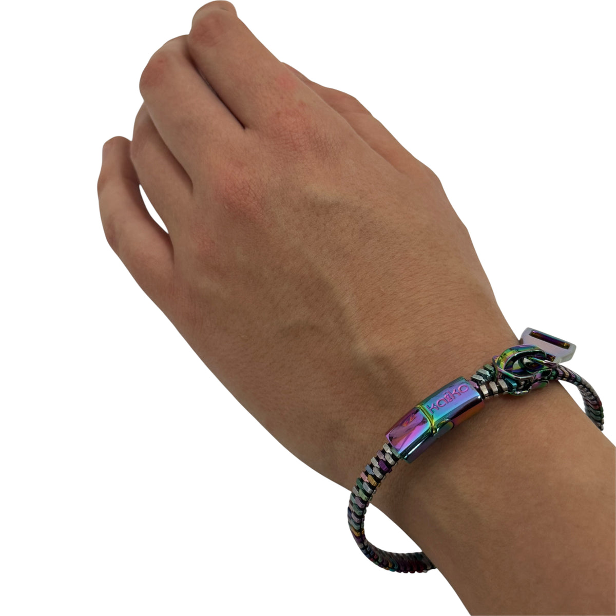Unisex Oil Slick Metal Zipper Bracelet