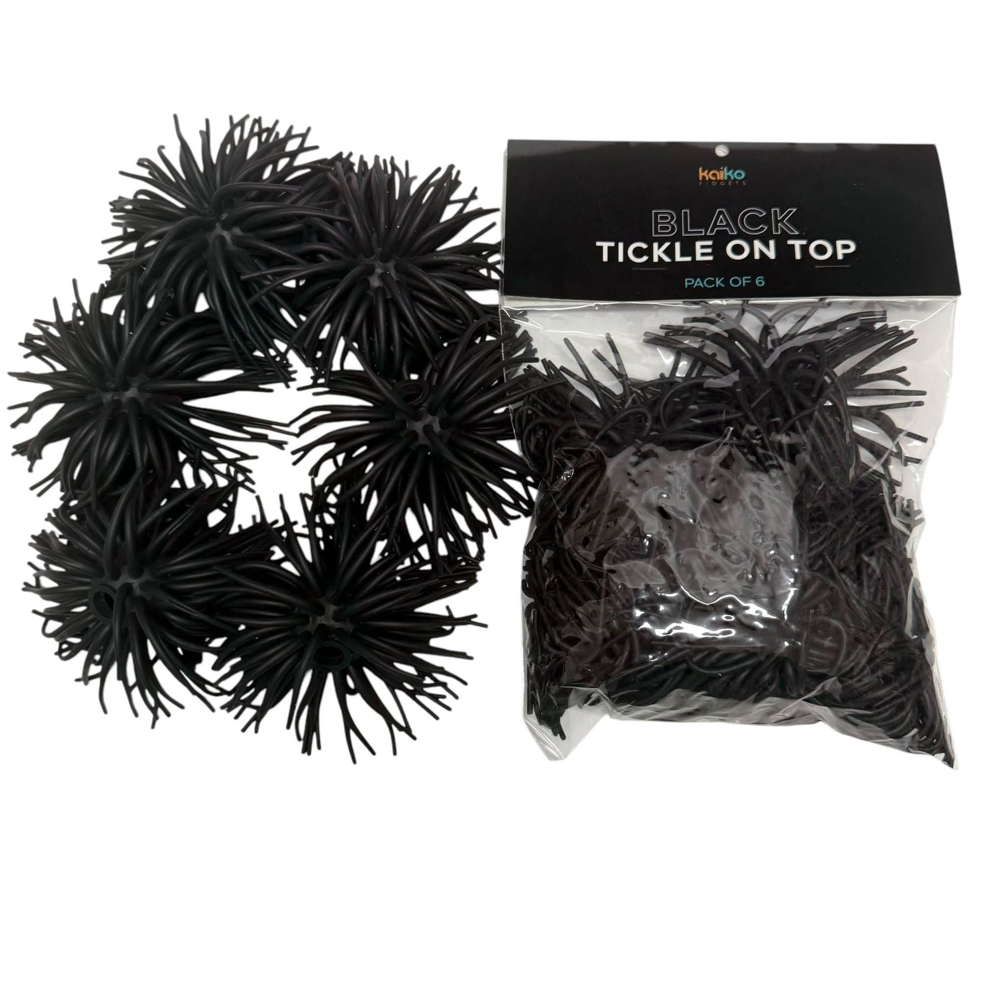 BLACK Tickle On Top - Pack of 6 Sensory Squishy Toppers