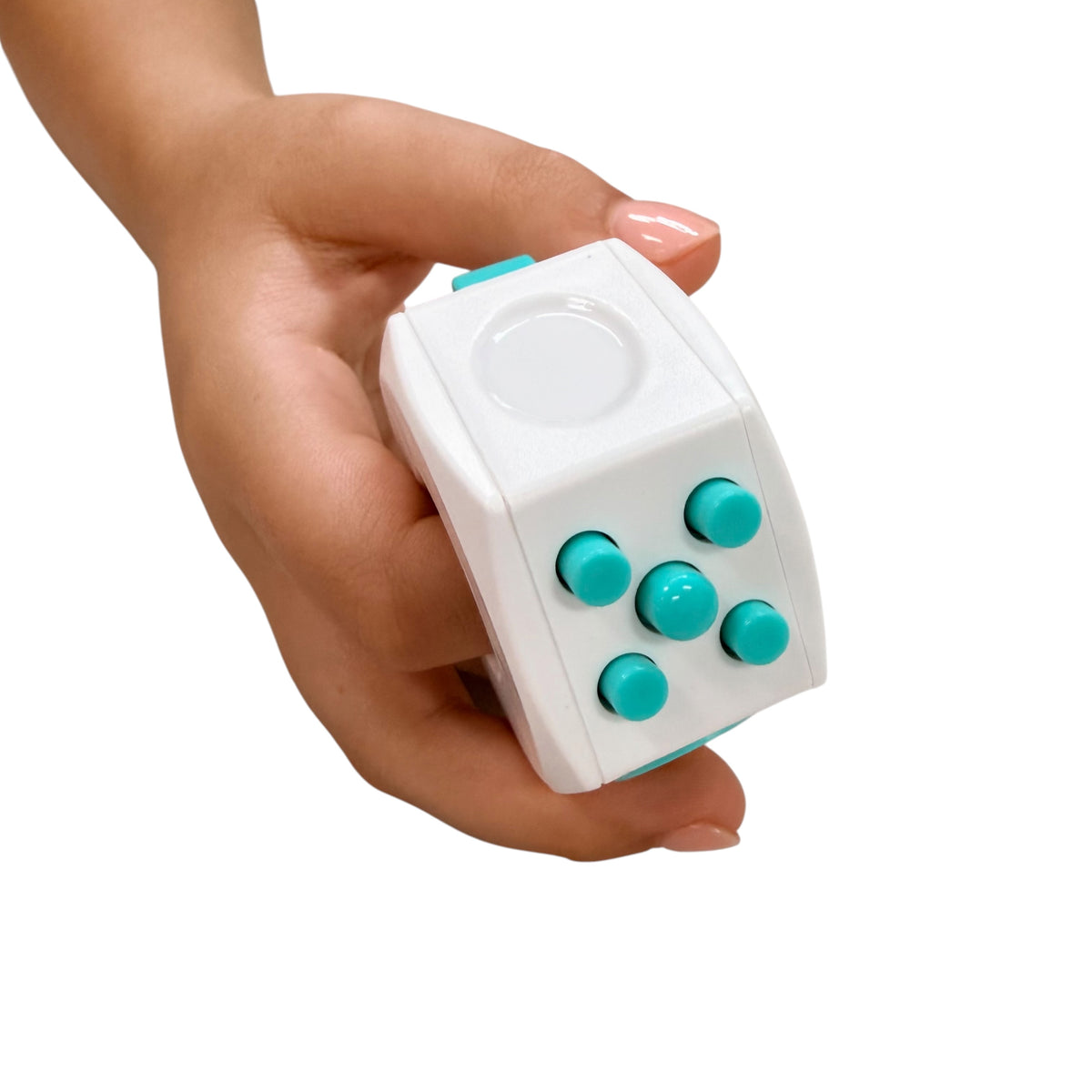 Teal and White Plastic Fidget Cube Ring