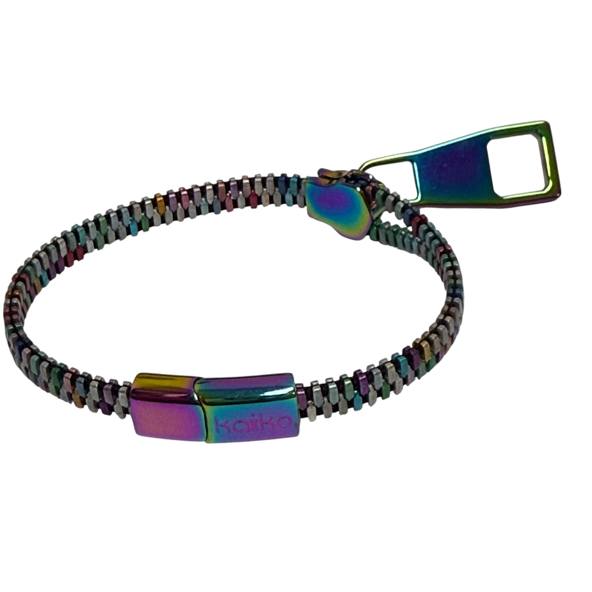Unisex Oil Slick Metal Zipper Bracelet