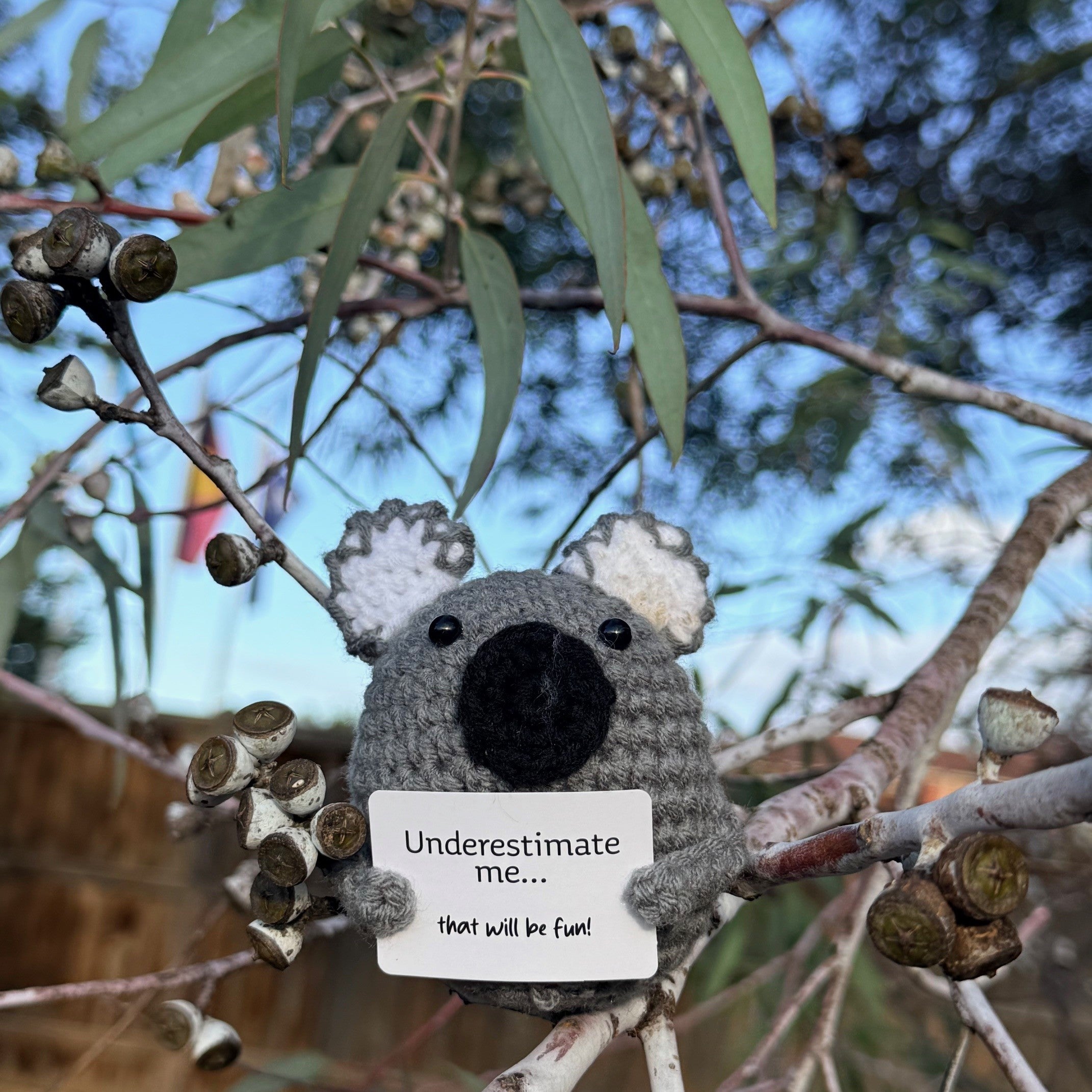Underestimate me... that will be fun! Koala Mini Hand Crochet Plush Support