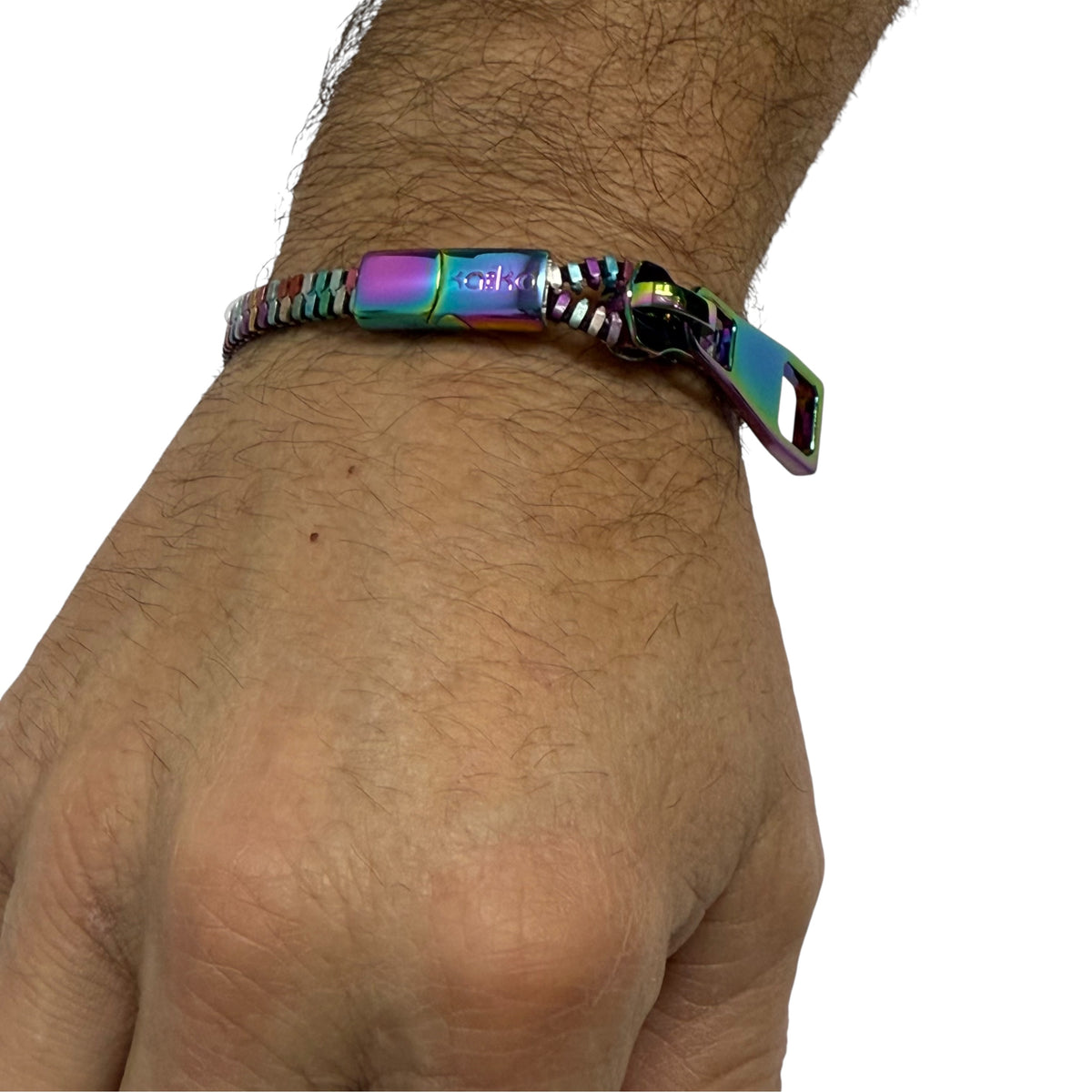 Unisex Oil Slick Metal Zipper Bracelet