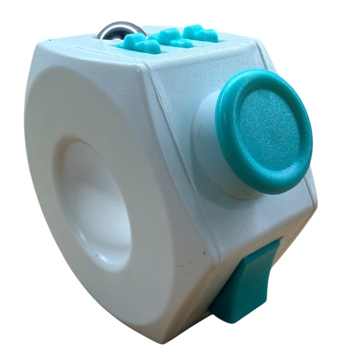 Teal and White Plastic Fidget Cube Ring