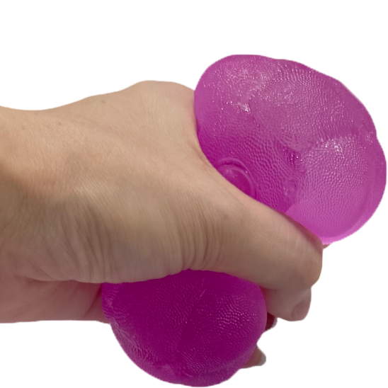Purple Epic Squish Bubble Cubie stretched in hand