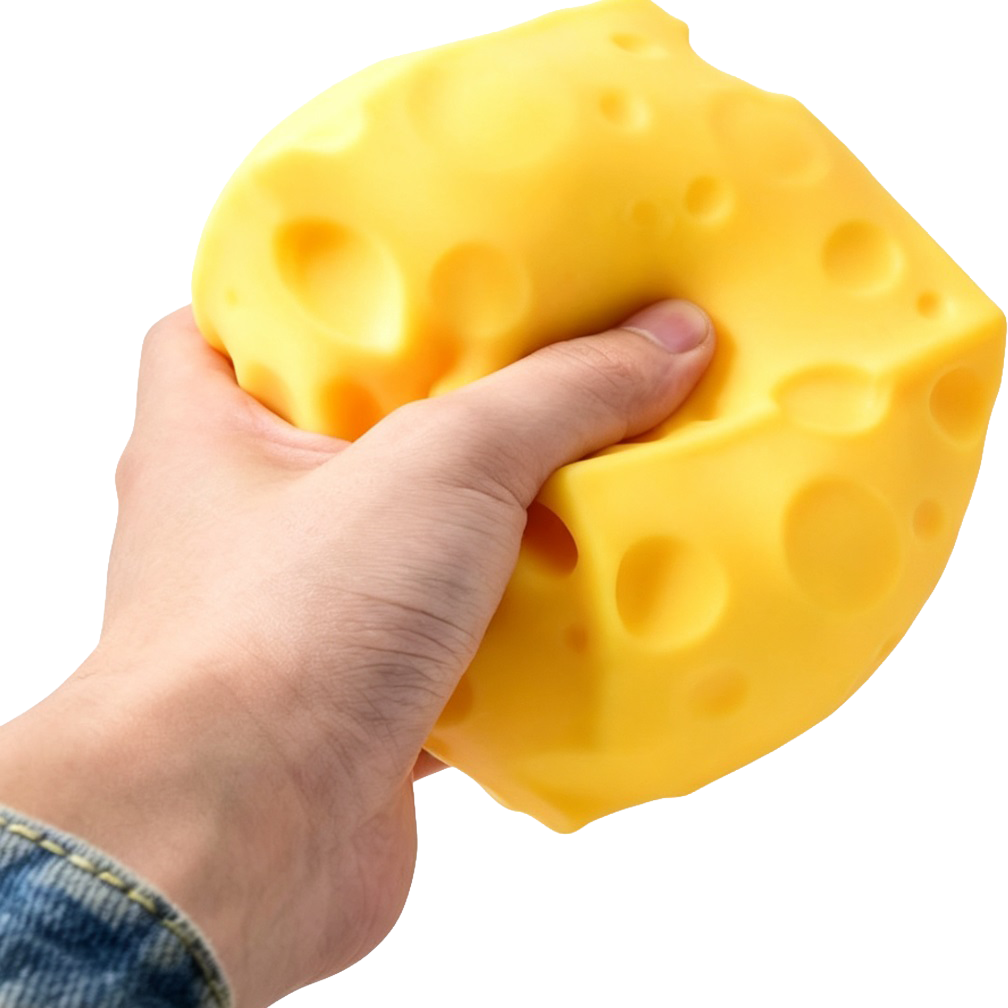 Epic Squish Cheezie squeezed in hand