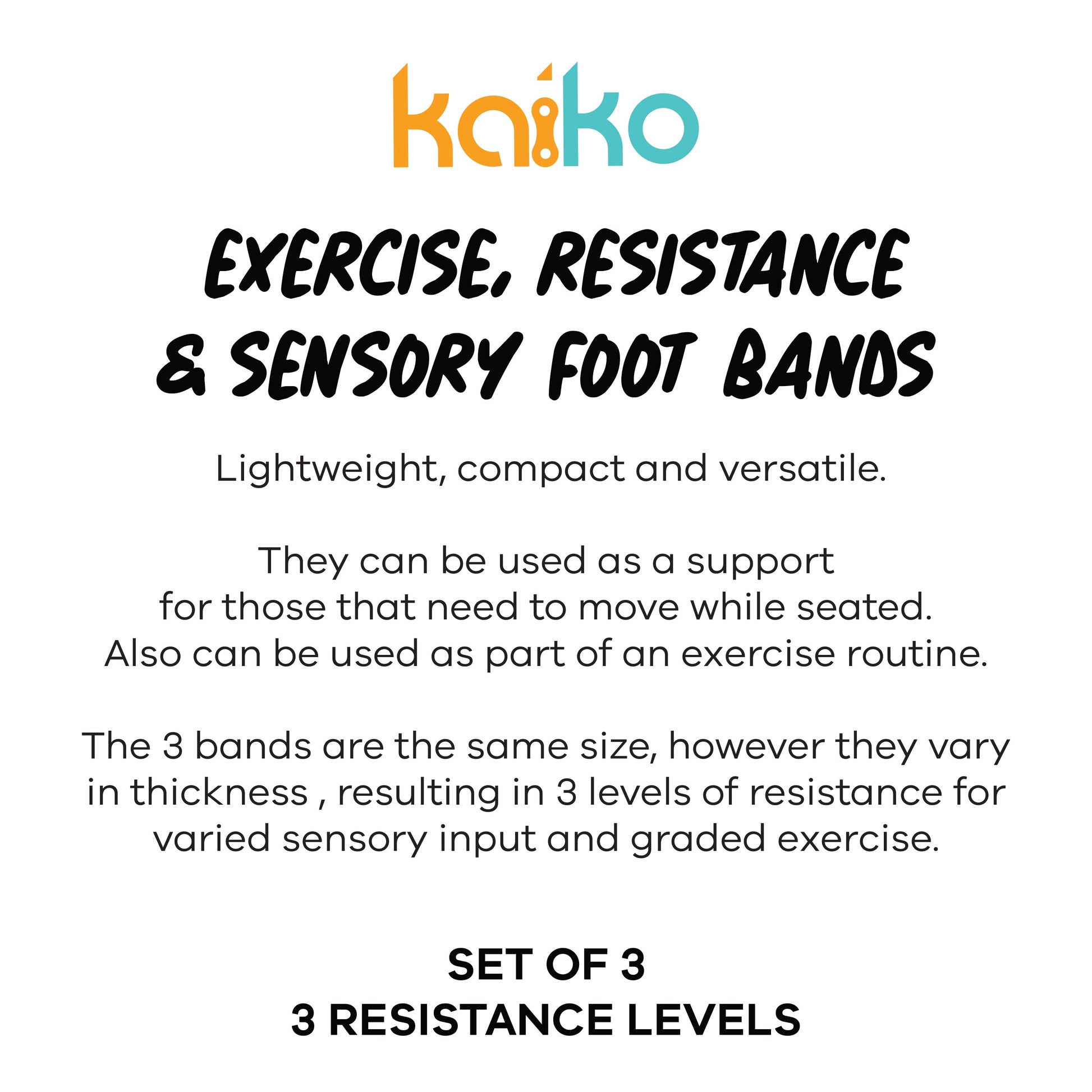 Exercise & Sensory Foot Chair Band Set - 3 Resistance Levels