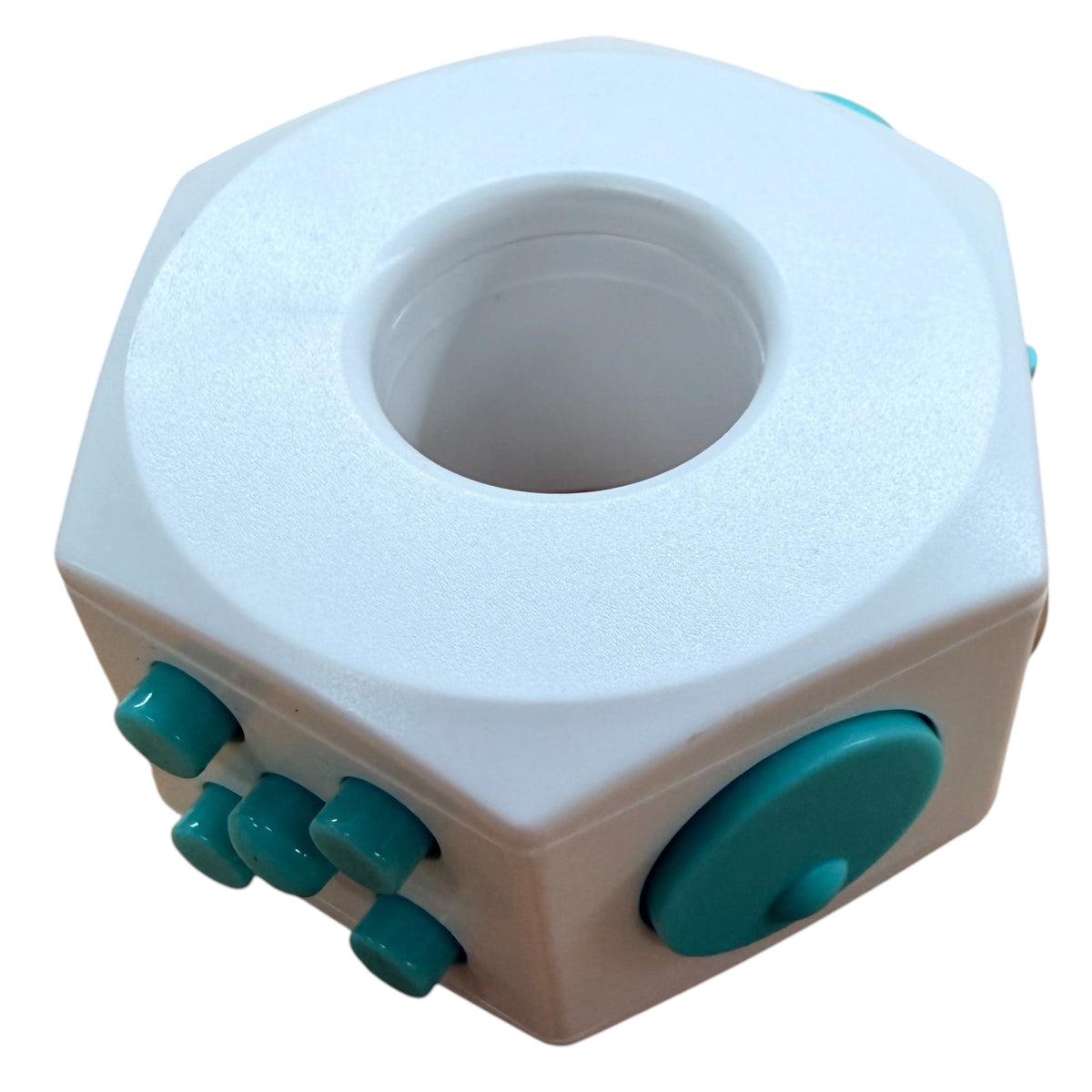 Teal and White Plastic Fidget Cube Ring