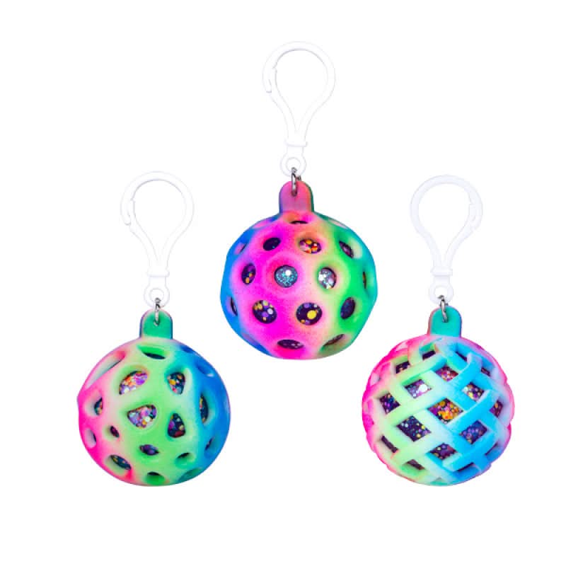 Glitter Rainbow Squishy Ball Keychain