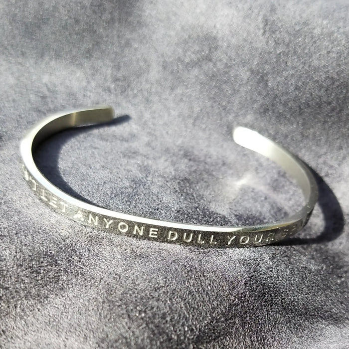 'Don't Let Anyone Dull Your Sparkle' -Inspirational Wearable Bangle by Fierce One