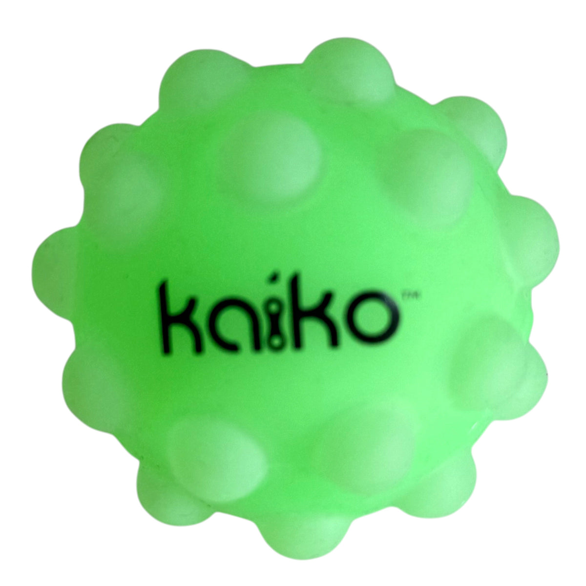 Glow in the dark Kaiko Pop It Squishy Ball on white background