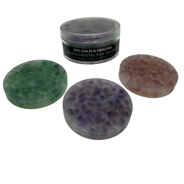 Joy, Calm & Healing Crystal Pick 'Em Stack : 3 Pack - Strawberry Quartz, Green Aventurine & Amethyst