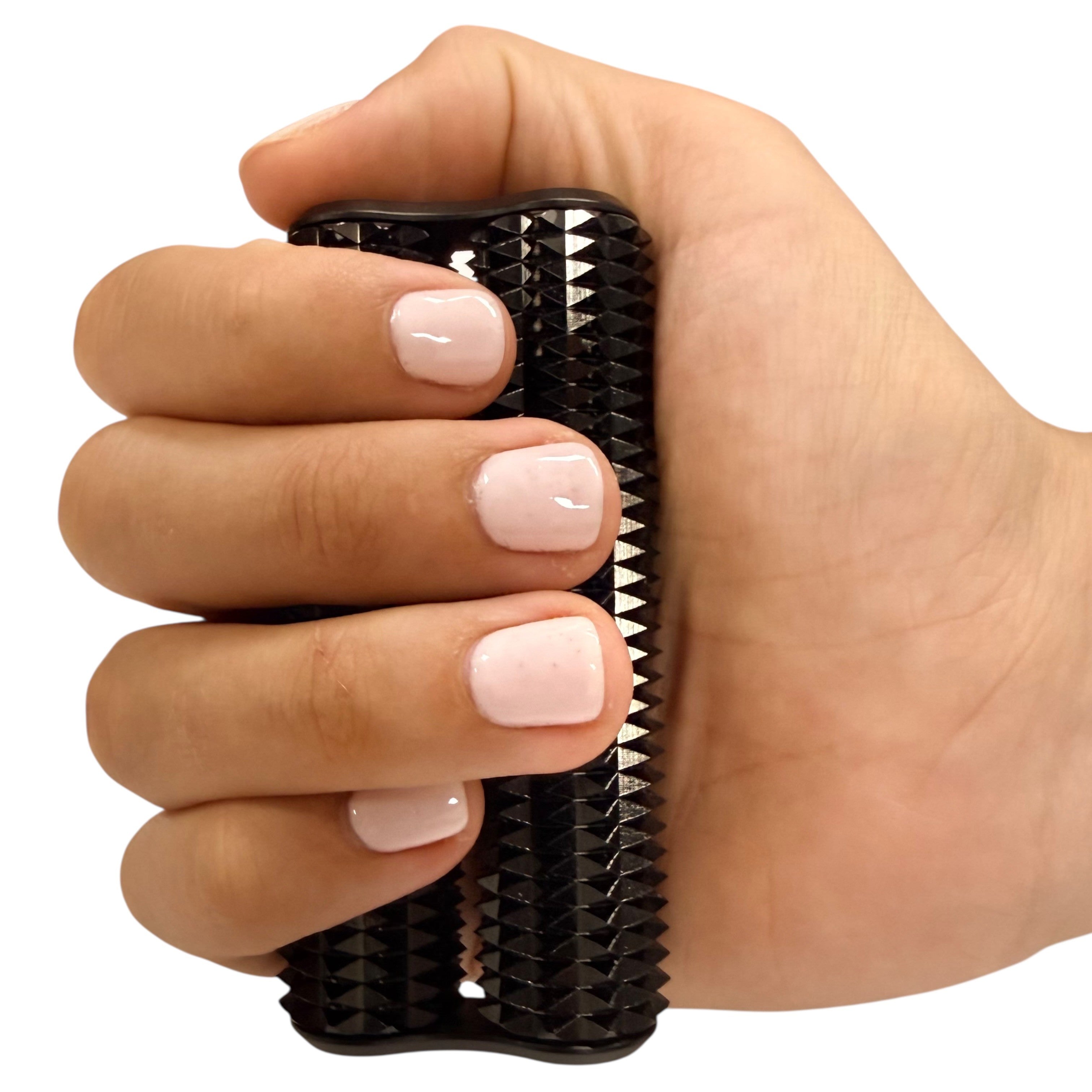 Spikey Hand Roller Heavy Black 285g held in hand