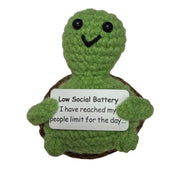 Low Social Battery Turtle - Mini Hand Crochet Plush Support