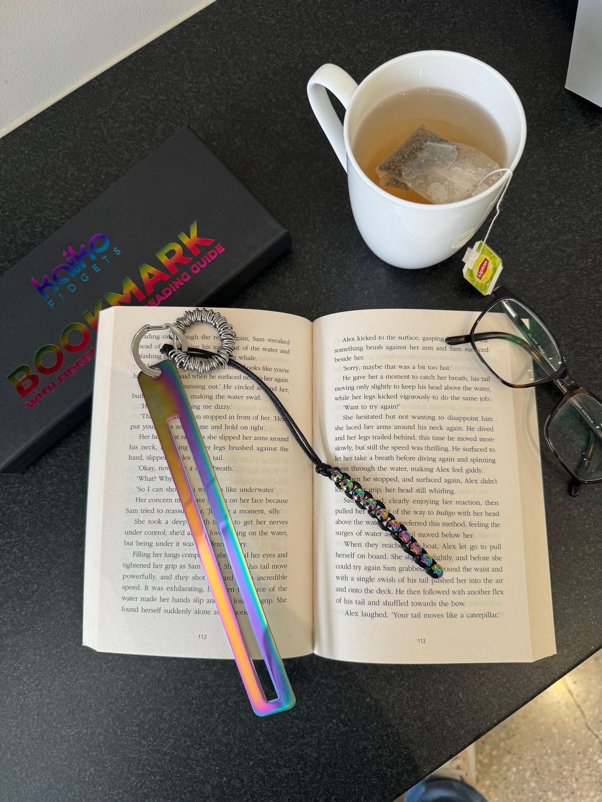 Metal Bookmark with Fidget Hook & Reading Guide - Fidgets not included