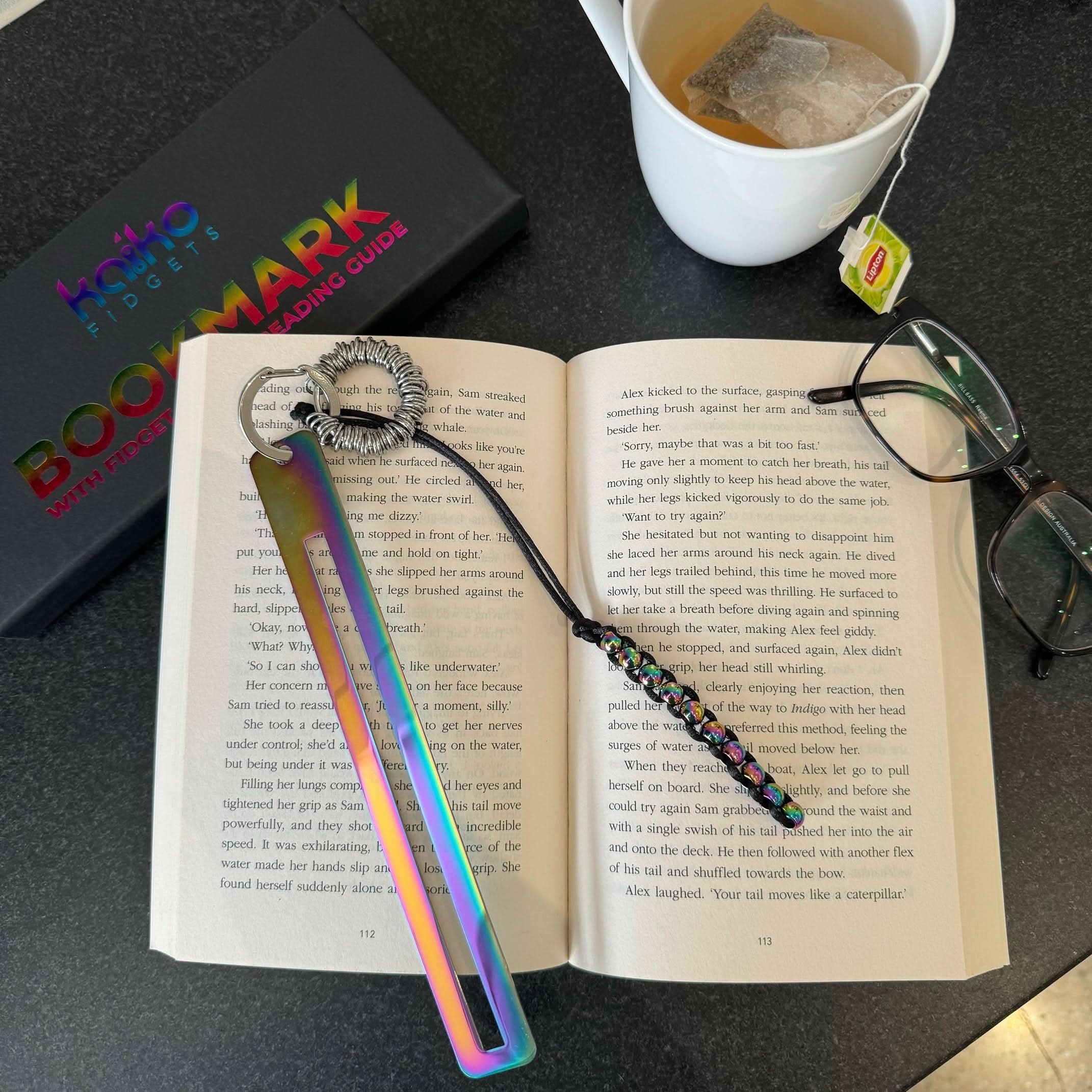 Metal Bookmark with Fidget Hook & Reading Guide - Fidgets not included
