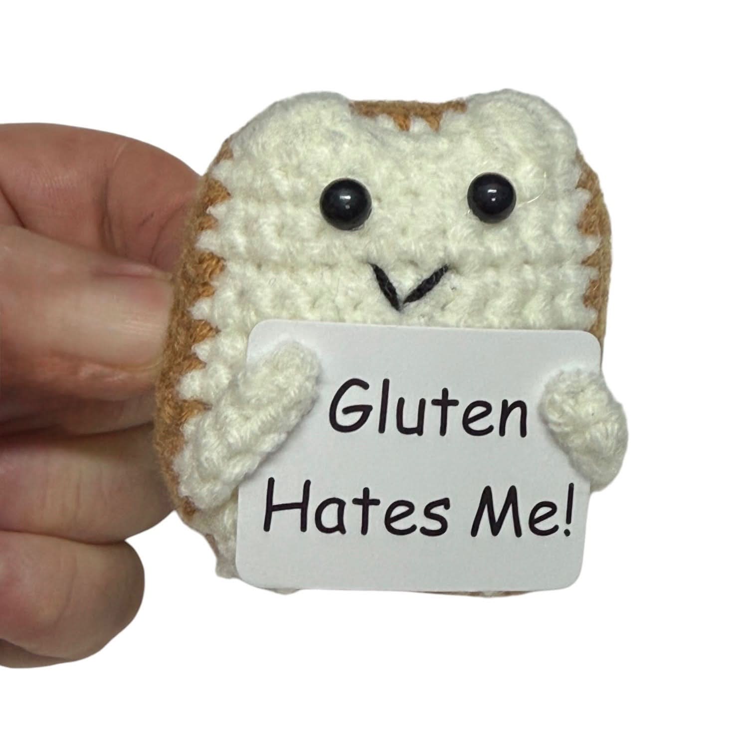 Mini Bread Gluten Hates Me - Hand Crochet Plush Support
