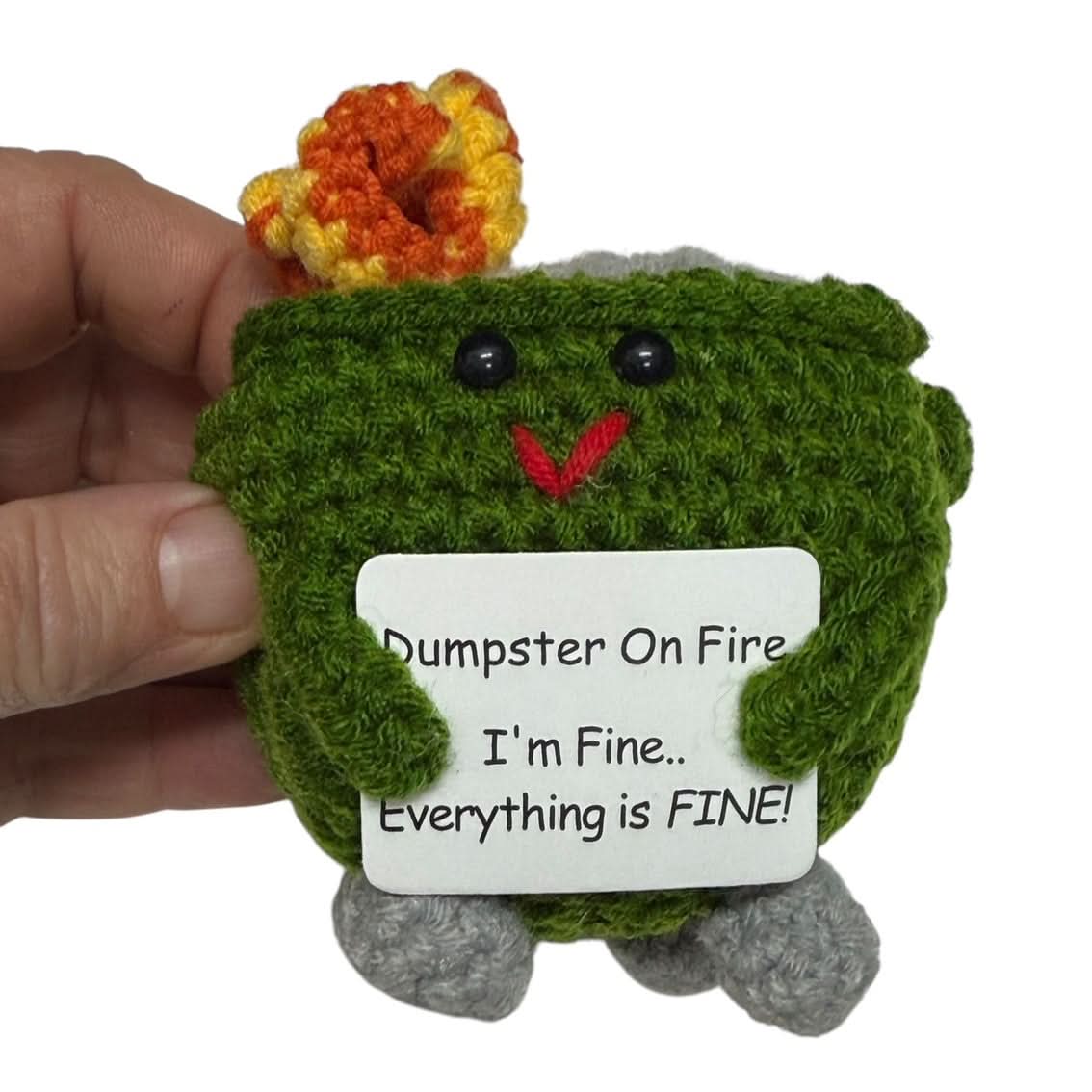 Mini Dumpster On Fire - Mini Hand Crochet Plush Support
