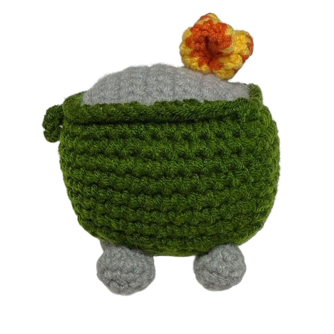 Mini Dumpster On Fire - Mini Hand Crochet Plush Support