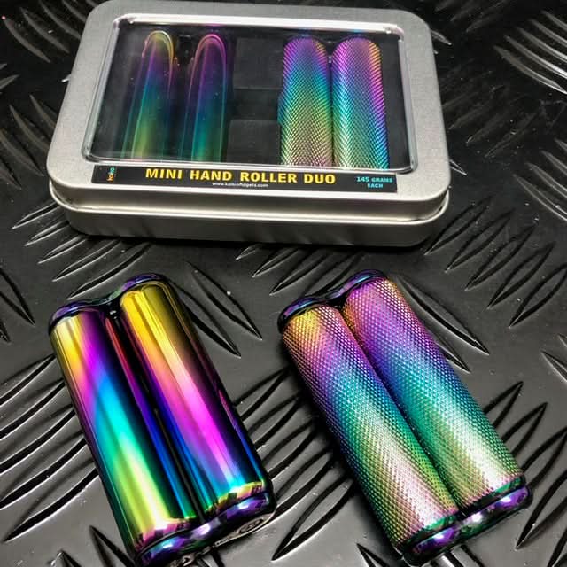 Mini Hand Roller Duo in TIN - twin pack of textured & smooth 145 grams