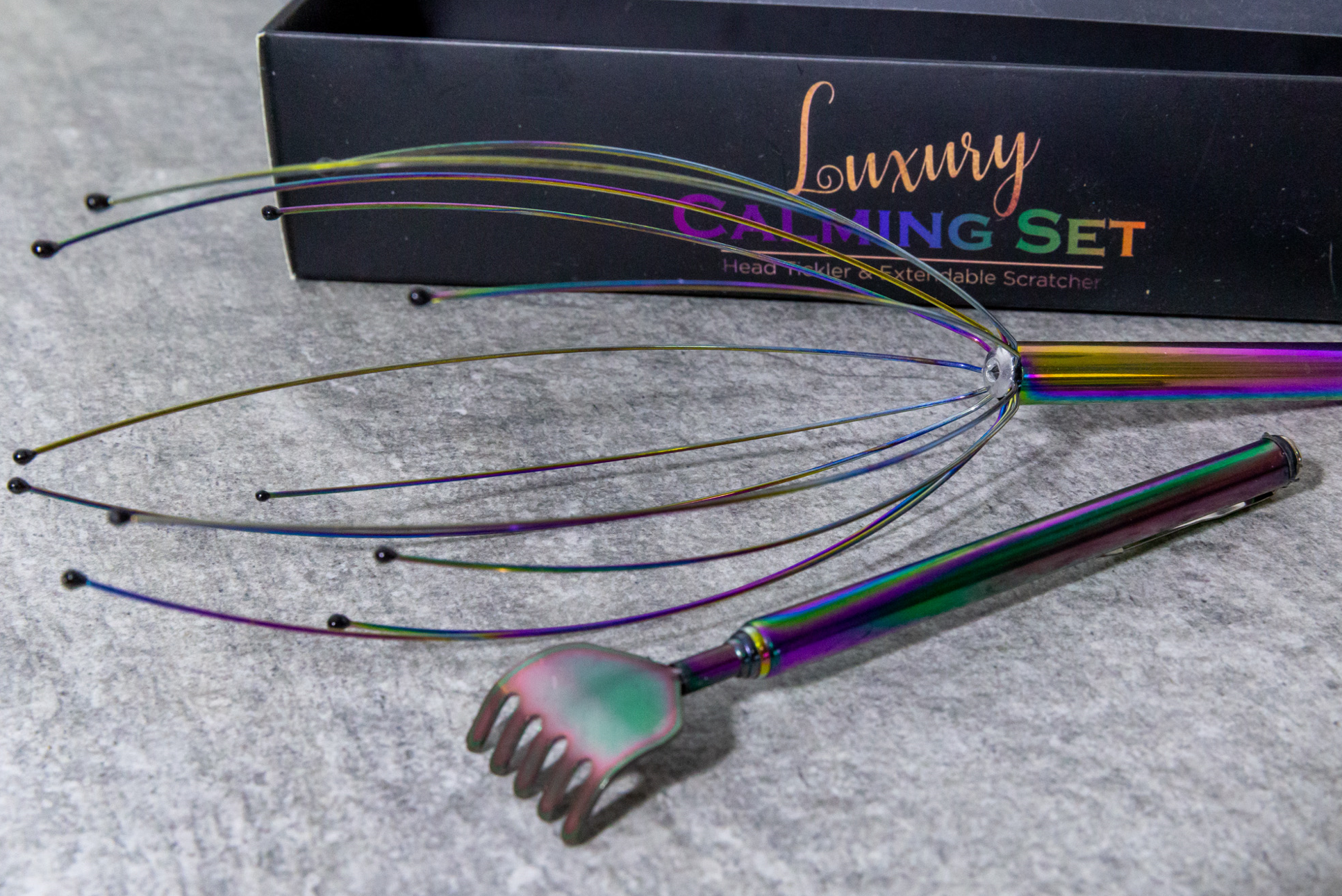Oil Slick Head Tickler & Back Scratcher Calming Set