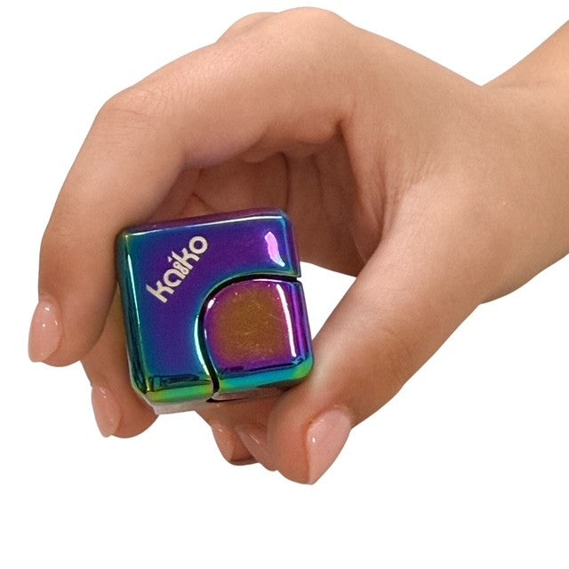 Oil Slick Square Spinning Cube