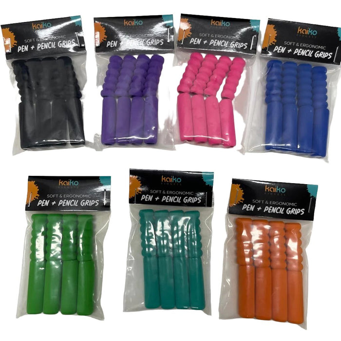 Kaiko Pack of 8 Pen & Pencil Grips - 4 smooth & 4 ribbed