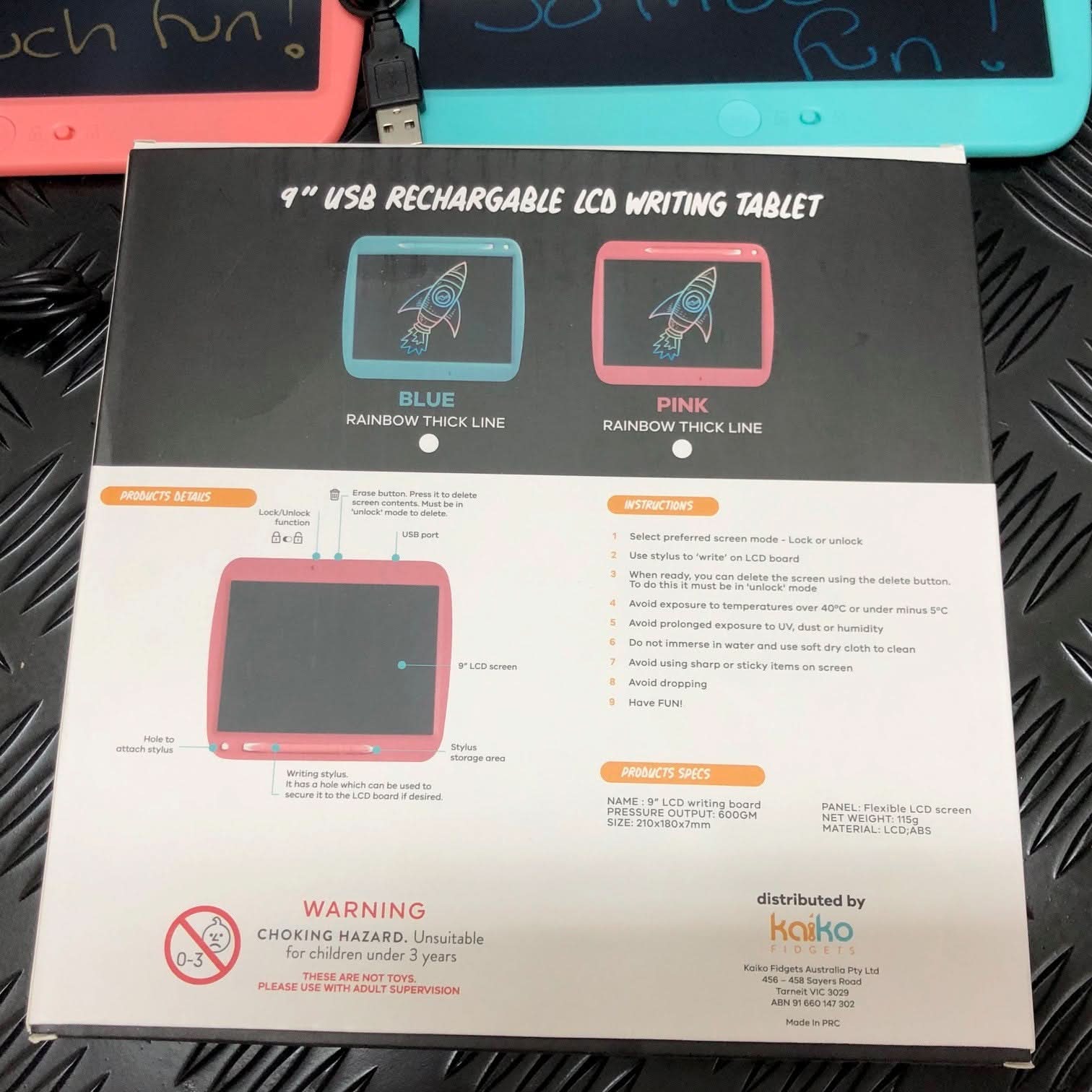 PINK 9" LCD Board -USB Charging