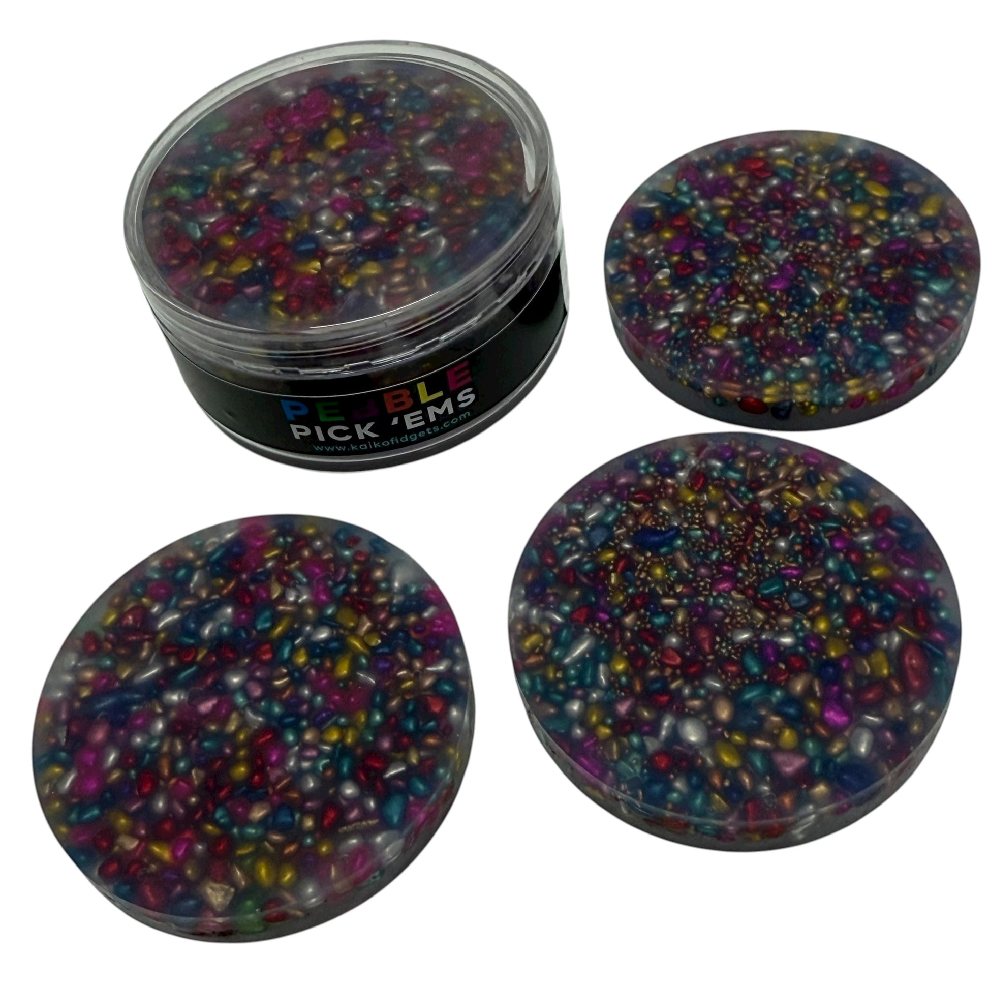 Pebble Pick ‘Em Stack - pack of 3 natural painted stone discs - Picking & Popping Support