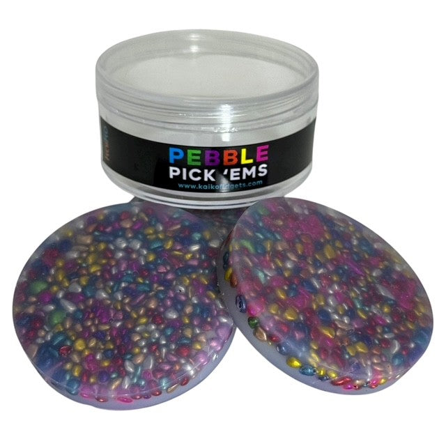 Pebble Pick ‘Em Stack - pack of 3 natural painted stone discs - Picking & Popping Support