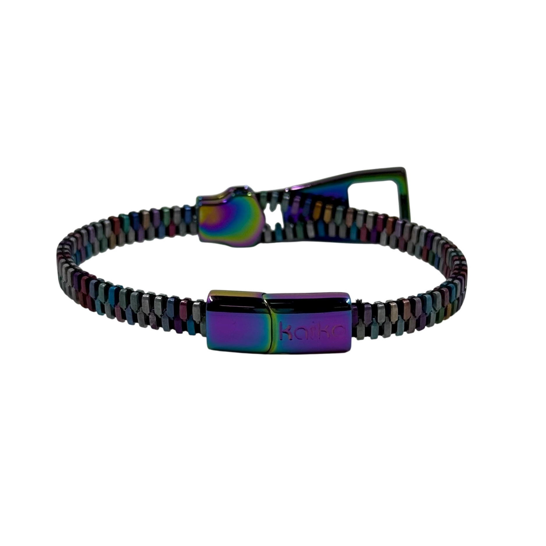 Unisex Oil Slick Metal Zipper Bracelet By Kaiko
