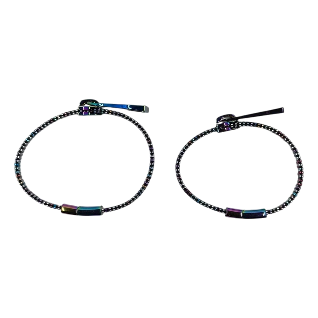 Unisex Oil Slick Metal Zipper Bracelet By Kaiko