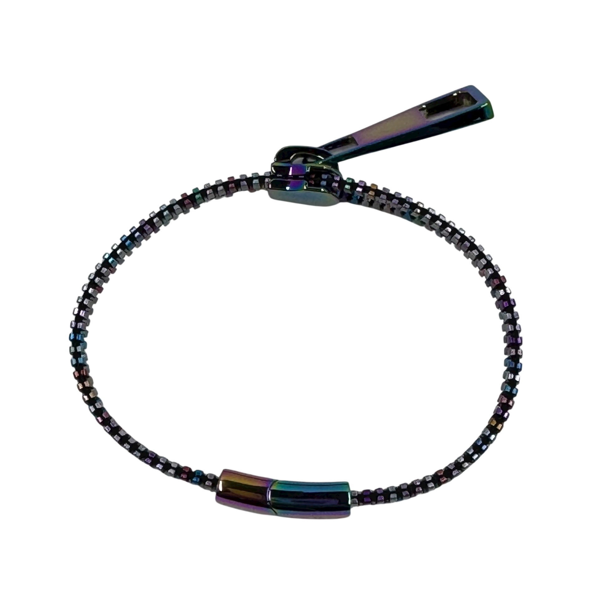Unisex Oil Slick Metal Zipper Bracelet By Kaiko – Kaiko Fidgets