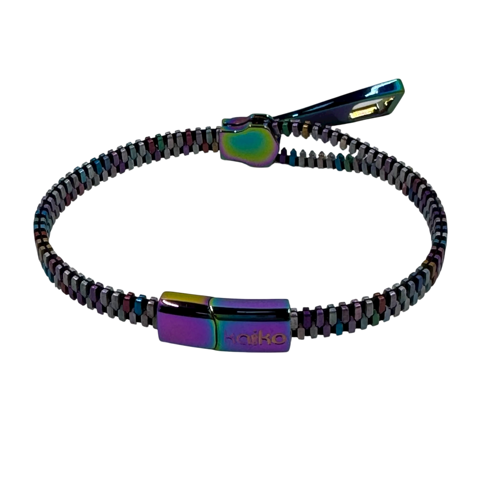 Unisex Oil Slick Metal Zipper Bracelet By Kaiko – Kaiko Fidgets
