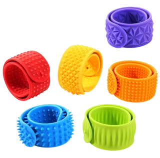 Vibrant Sensory Slap Bands - Textured Silicone (6 Pack) Snap. Bend. Repeat.