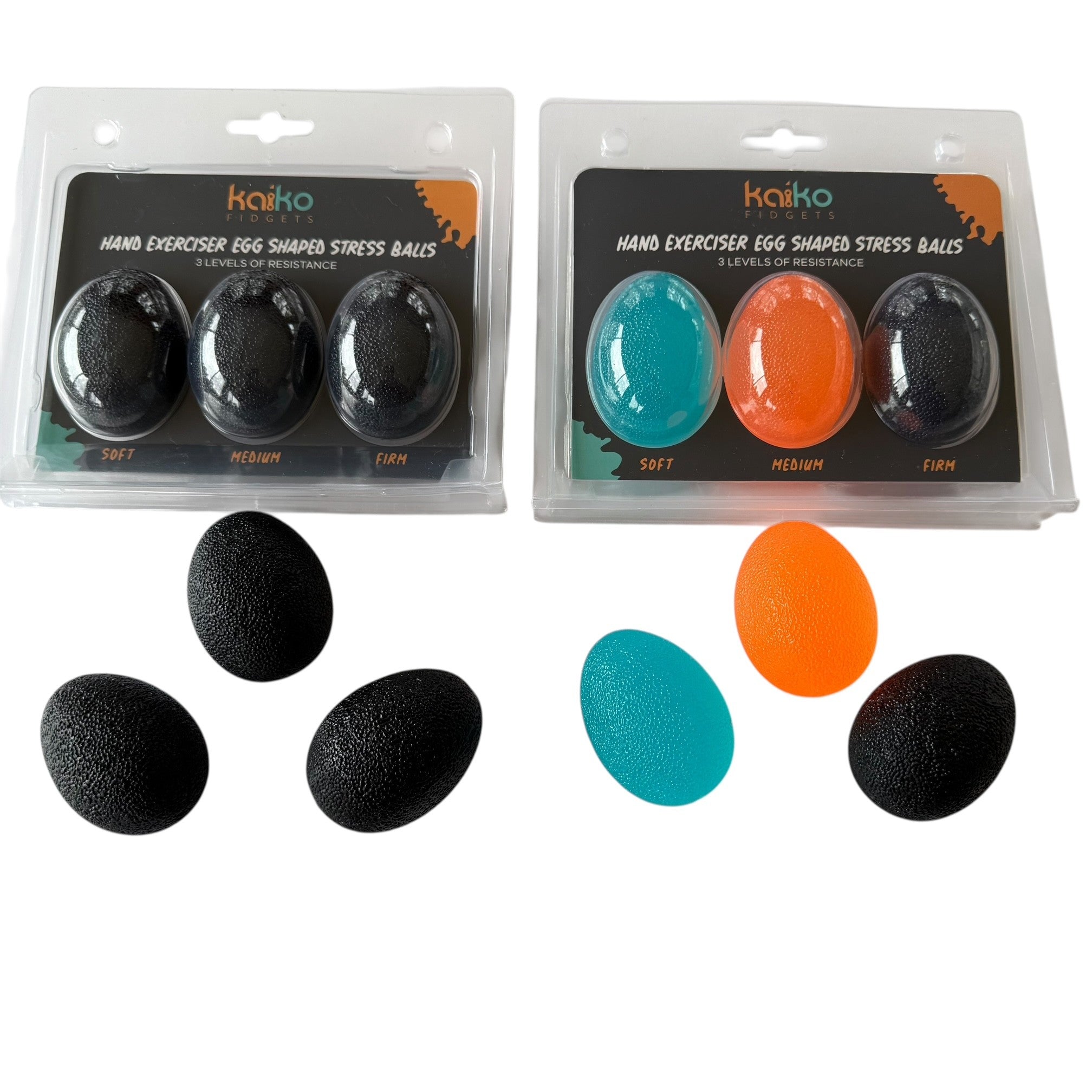 Set of 3 Different Strength Hand Exerciser Stress Eggs by Kaiko