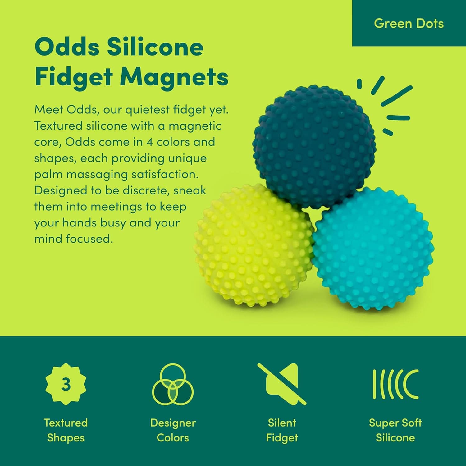 Green Dots Speks Odds Silicone Magnets