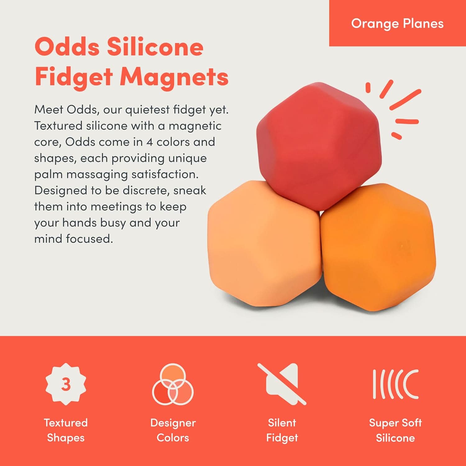 Orange Planes Speks Odds Silicone Magnets