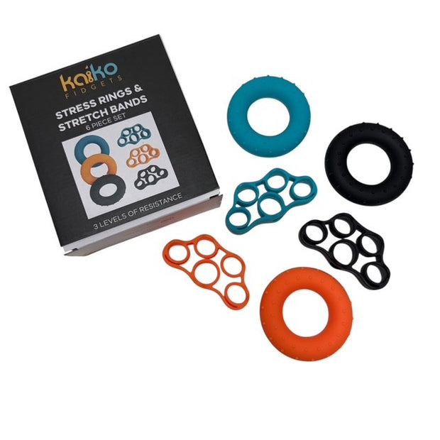 6 Piece Set of Stress Rings & Stretch Bands for Emotional Regulation ...