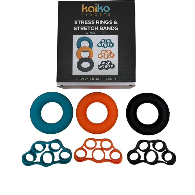 Stretch Bands & Stress Rings - Boxed Set of 6