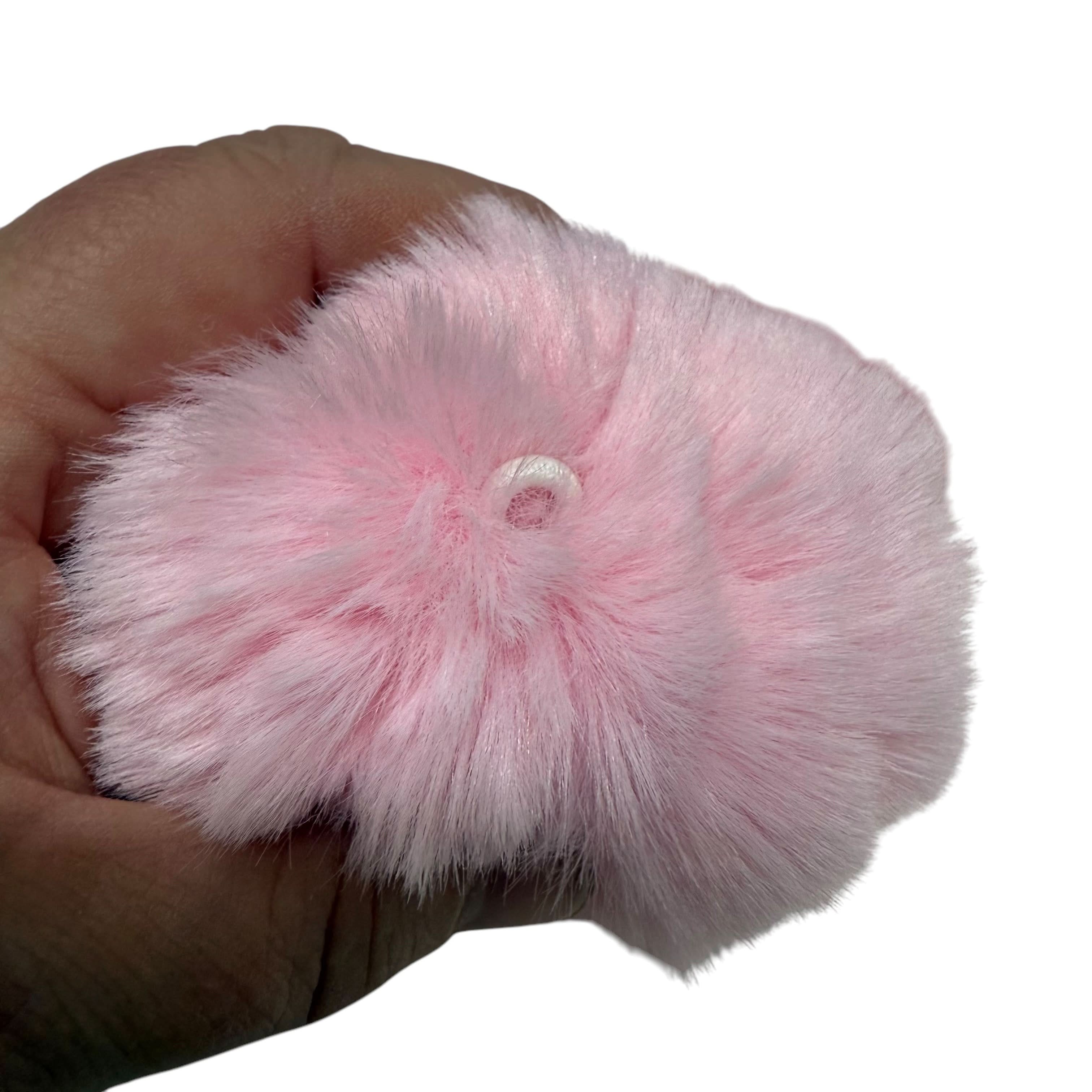 Super Fluffy Pink Pom Poms with loop : Pack of 5