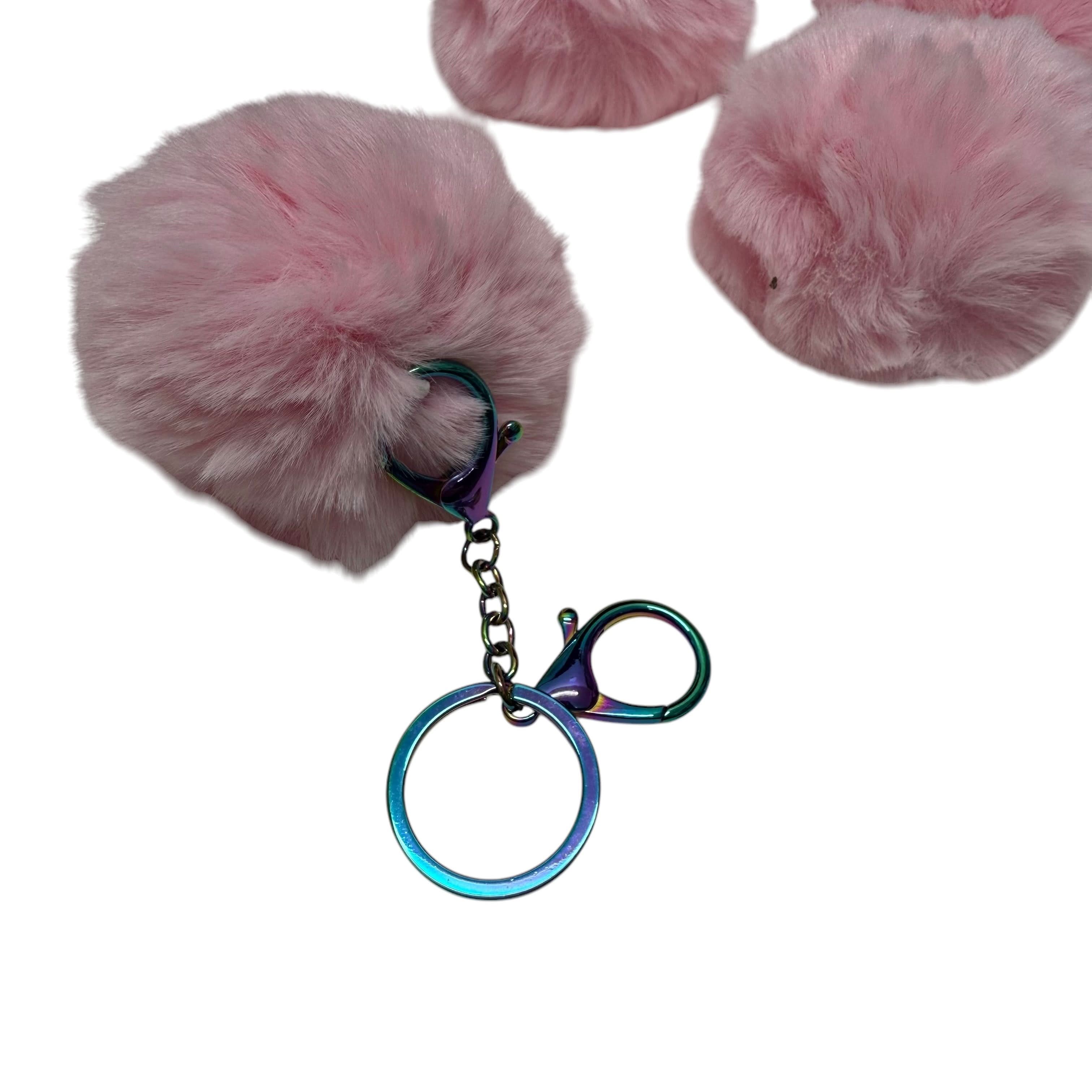Super Fluffy Pink Pom Poms with loop : Pack of 5