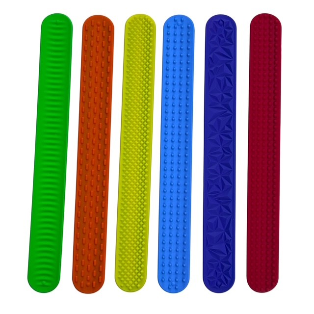 Vibrant Sensory Slap Bands - Textured Silicone (6 Pack) Snap. Bend. Repeat.
