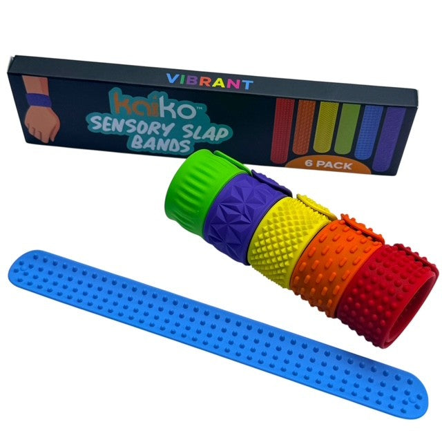 Vibrant Sensory Slap Bands - Textured Silicone (6 Pack) Snap. Bend. Repeat.