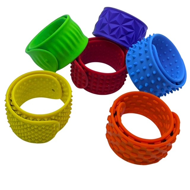 Vibrant Sensory Slap Bands - Textured Silicone (6 Pack) Snap. Bend. Repeat.