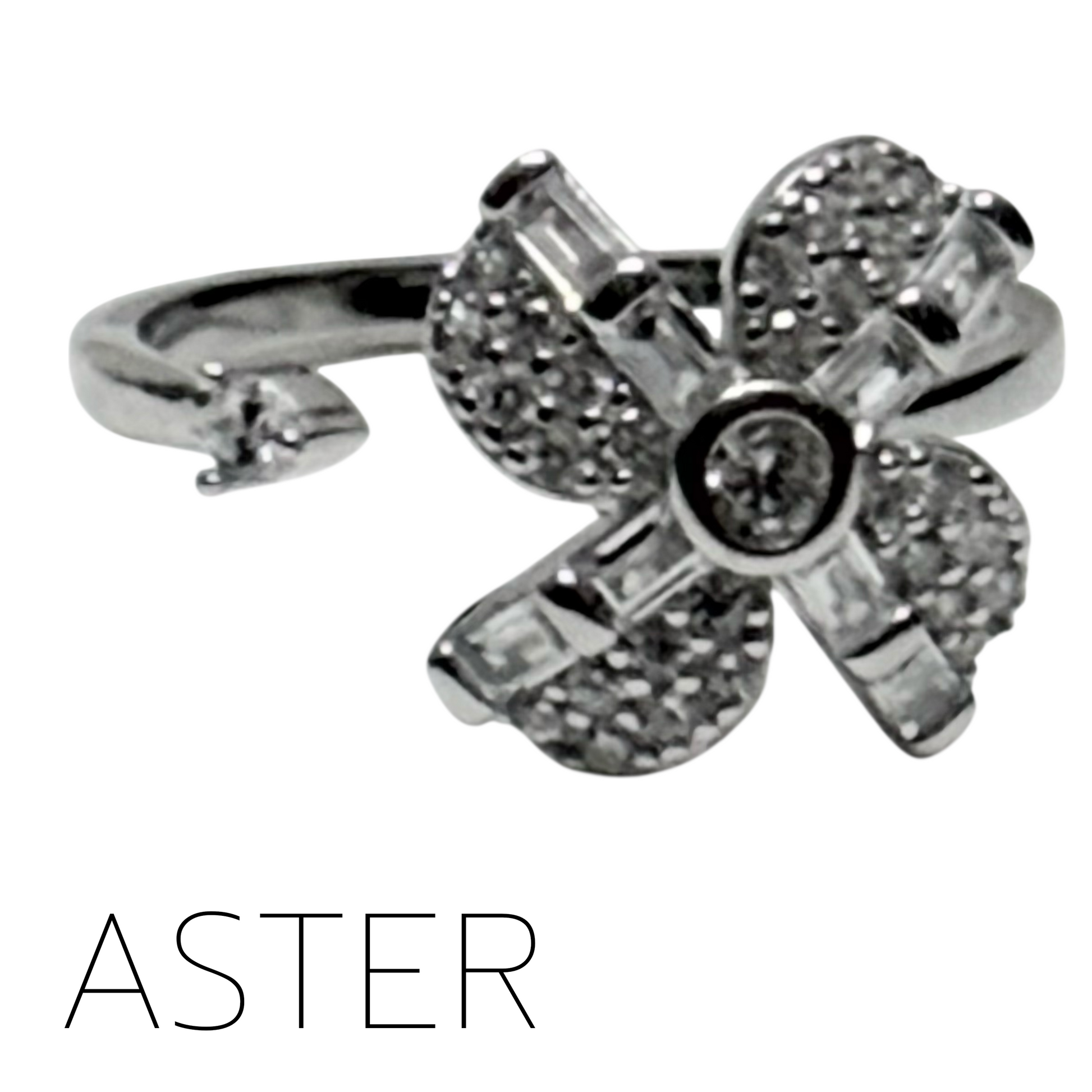 Aster Fidget Ring - 4 Petal Diamante Spinning Flower for Anxiety