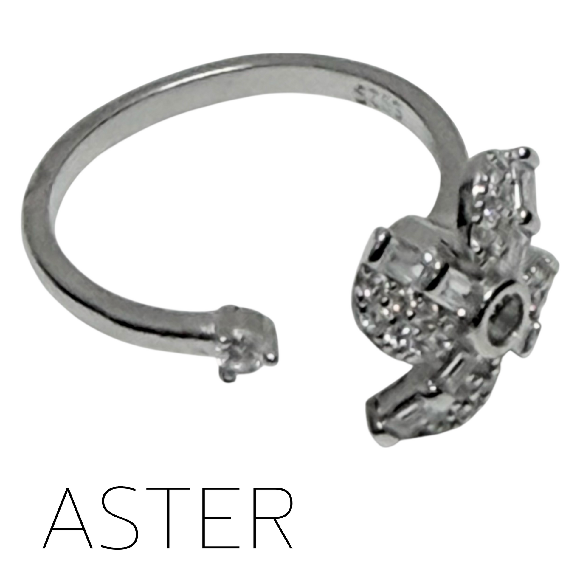 Aster Fidget Ring - 4 Petal Diamante Spinning Flower for Anxiety