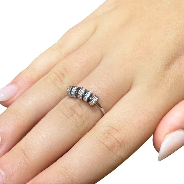 Axia Fidget Ring - 5 Diamante Moving Beads for Anxiety and Sensory Support