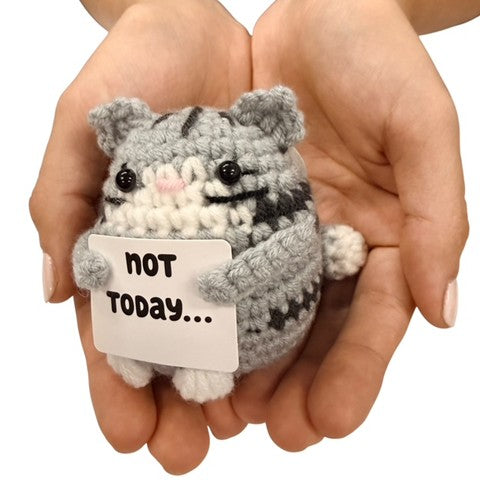 Not Today... Cat Mini Hand Crochet Plush Support
